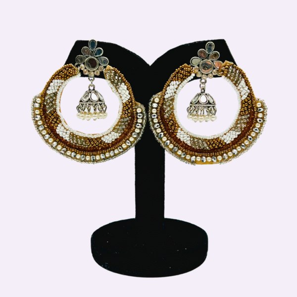 Handcrafted Beaded Hoop Earrings with Jhumka