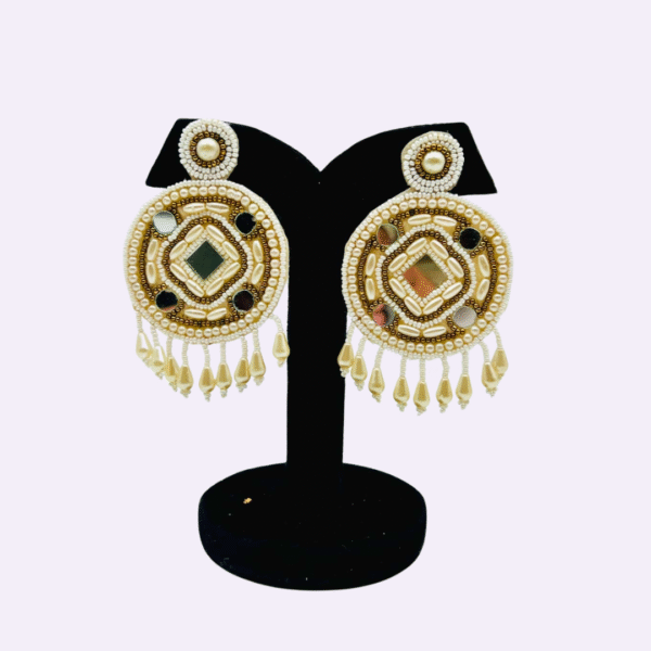 Handmade beads with mirror work earrings