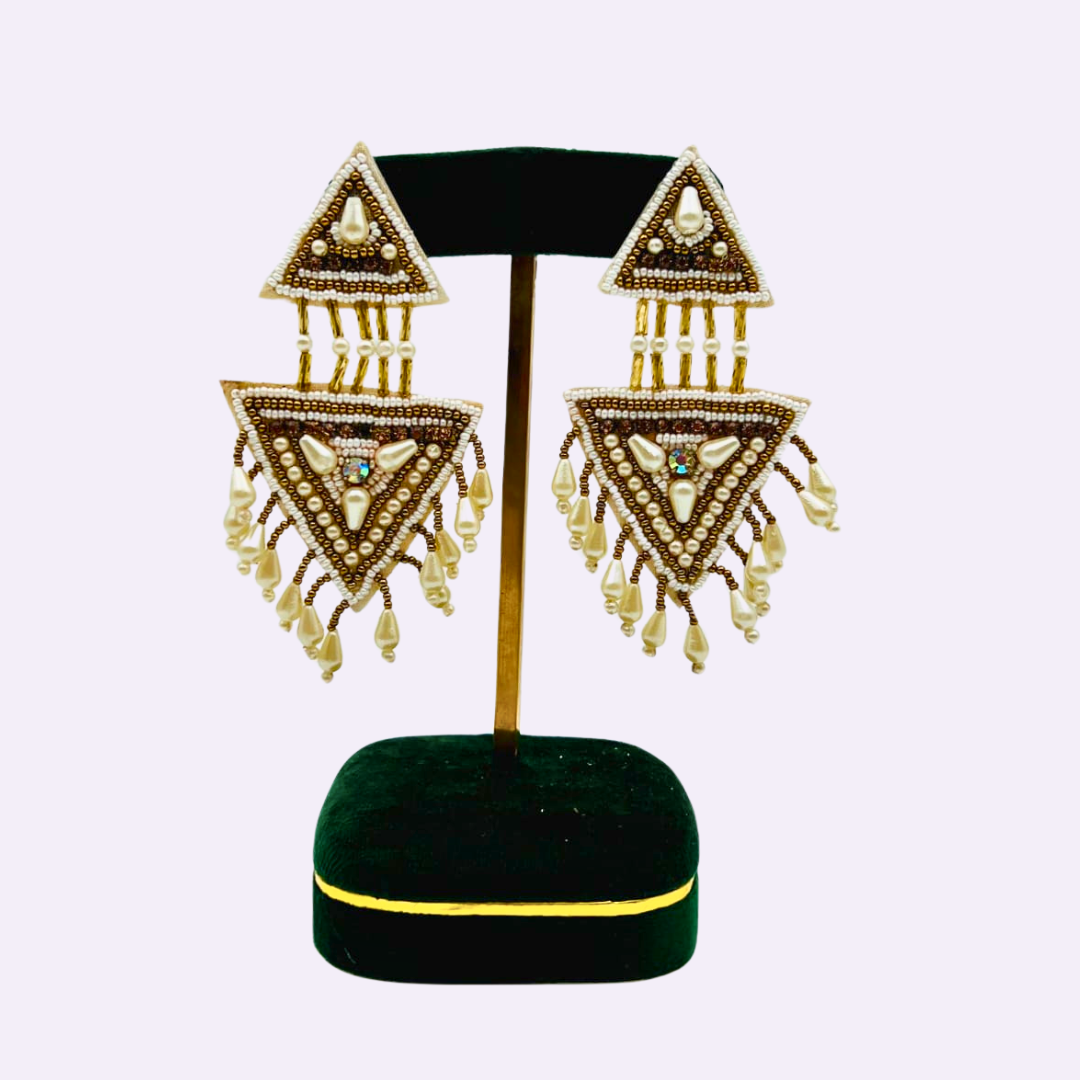 Bohemian Blue Beaded Statement Earrings