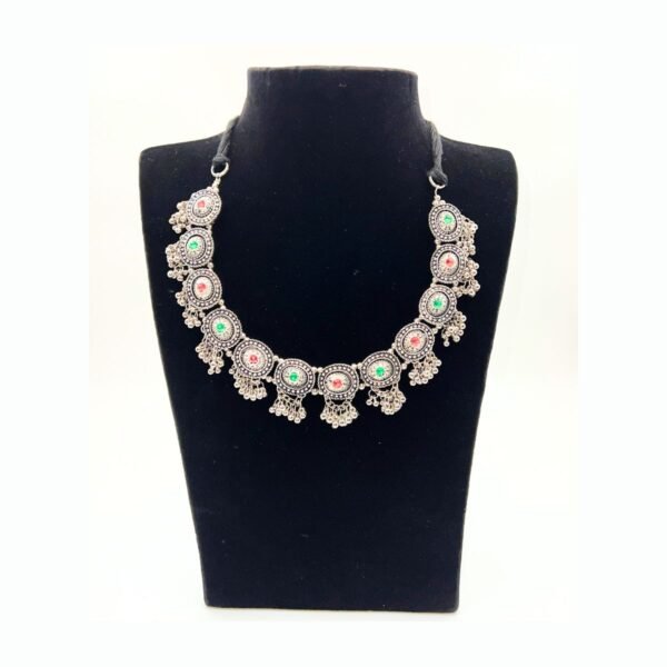 Handcrafted Oxidized Silver Gemstone Necklace