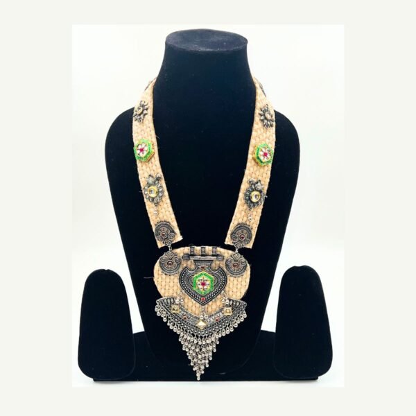 Handcrafted Jute Necklace with Oxidized Silver Work