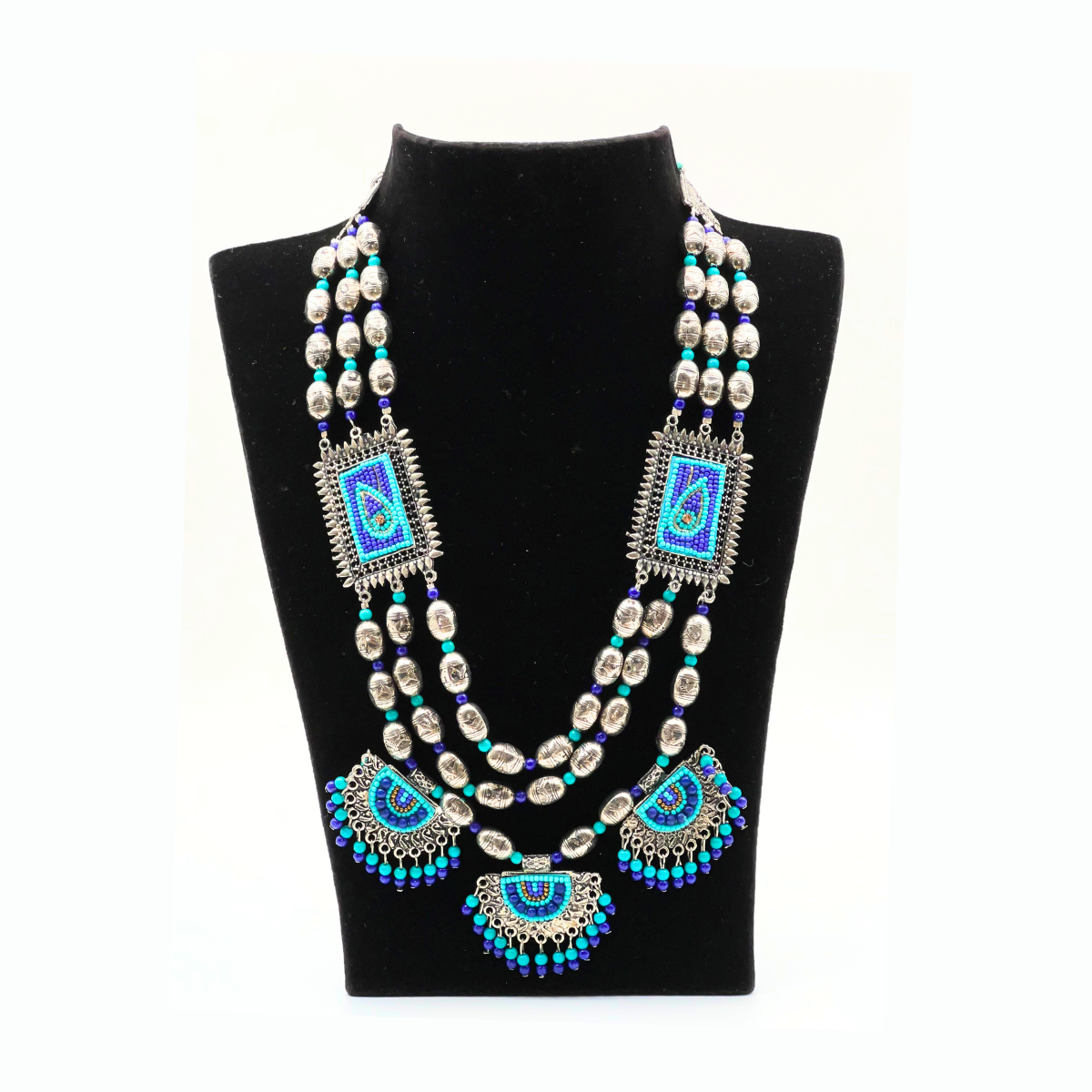 Boho Oxidized Necklace with Beads